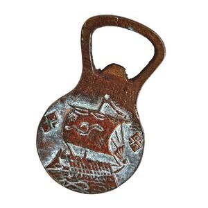 Vintage Viking Longship Brass Bottle Opener‎ Verdigris Patina Nautical Barware